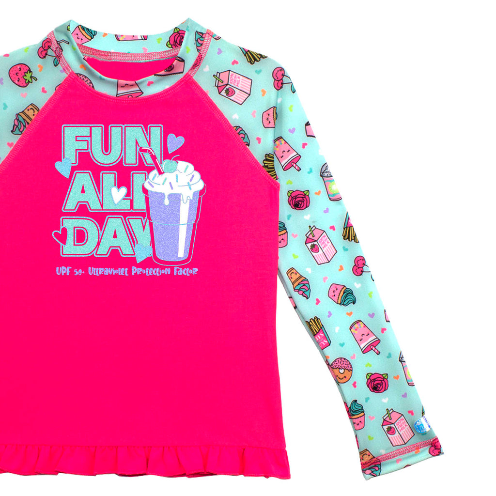Playera manga larga para niña con protección solar UPF 50+